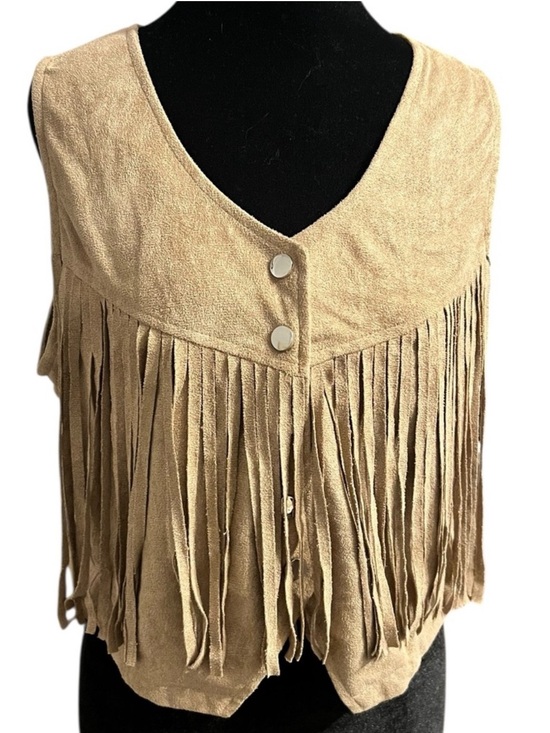 Hotouch Jackets & Blazers - HOTOUCH Tan Faux Suede Fringe Vest M